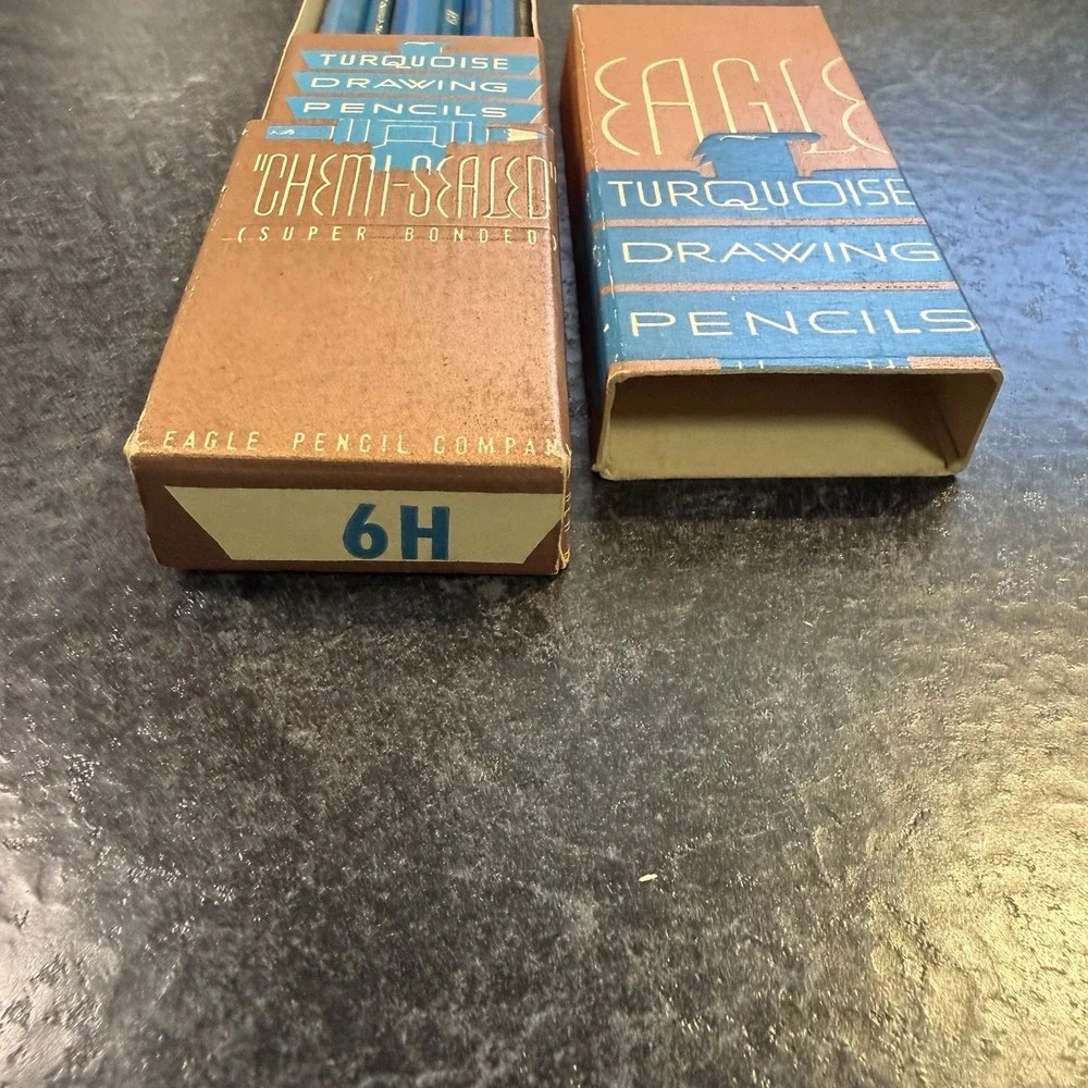 1930s Eagle‎ Turquoise Chemi Sealed Super Bonded Drawing Pencils 7H 6H 4H